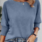 Women's Round Neck Smocked Cuff Dolman Sleeve Top