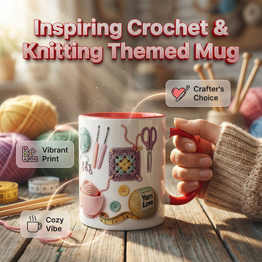 Crochet & Knitting Themed Ceramic Coffee Mug