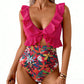 🩱Summer Hot Sale 50% OFF💃Women's Tummy Control Ruffle V-Neck One-Piece Swimsuit