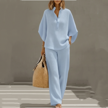 Women's Waffle Knit Two-Piece Lounge Set