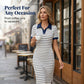 Women's Stylish Striped Collared Short-Sleeve Dress