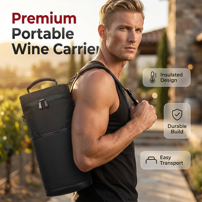Portable Wine Carrier with Shoulder Strap