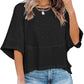 ☀️2026 HOT SALE 50% OFF💃🌸Women's Solid Color Splicing Loose Five Points Flare Sleeve T-Shirt