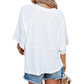 ☀️2026 HOT SALE 40% OFF💃🌸Women's Solid Color Splicing Loose Five Points Flare Sleeve T-Shirt
