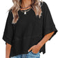 ☀️2026 HOT SALE 49% OFF💃🌸Women's Solid Color Splicing Loose Five Points Flare Sleeve T-Shirt