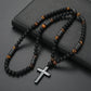 Modern Beaded Cross Pendant Necklace for Men