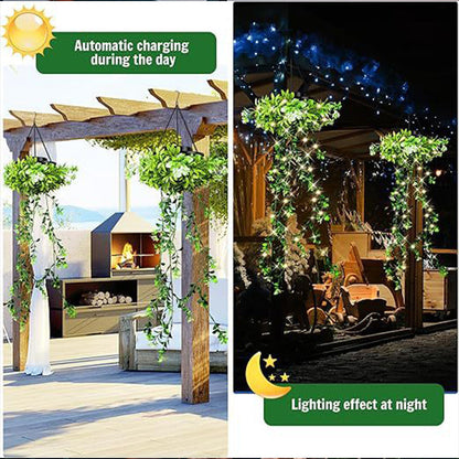 Solar Artificial Ivy Vine Light – Waterproof Hanging Plant for Garden, Balcony & Outdoor Decoration🌿☀️