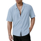 Men's Hollow-Out Short Sleeve Button Shirt