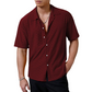 Men's Hollow-Out Short Sleeve Button Shirt