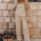 Elegant V-Neck Top & Wide-Leg Pants Set
