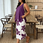 🌸 40% OFF! ✨ Women's Asymmetrical Top & Floral Print Capri Pants Set – Versatile, Vibrant, Comfortable 🌺