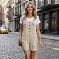 👖 LIMITED-TIME 56% OFF! 🌸 Retro Solid Color Romper with Adjustable Straps – Button-Front, Large Pockets, Relaxed Fit ✨
