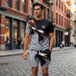 👕40% OFF!🍃Men's Abstract Print T-Shirt and Shorts Set