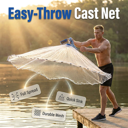 📢📢50% OFF !! ⏰ Easy-Throw Cast Net – Heavy-Duty Mesh, Rapid Sinking, Versatile 🌊