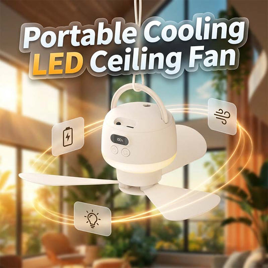 💡 Portable USB Ceiling Fan with LED Light | USB-Powered, Hang Anywhere, Ideal for Camping & Home