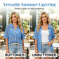 Women's Short Sleeve Knit Button-Down Shirt