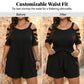 Women's Casual Cold-Shoulder Romper with Tie-Waist