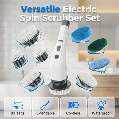 🧹 50% OFF! Electric Cleaning Brush – rechargeable, 4 interchangeable heads, waterproof – perfect for bathroom, kitchen & car. 💧✨