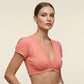 Women's V-Neck Button Ruched Crop Top