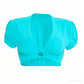Women's V-Neck Button Ruched Crop Top