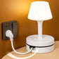 3-outlet power strip with 2 USB-A and 2 USB-C ports, featuring a built-in desk lamp, compatible with 220V-240V, maximum power 3250W, 13A, 1.8m cable, suitable for home, kitchen, outdoor, hotel, office, and cruise vacation use