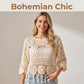 👚🌸 Bohemian Crochet Top – Hollow-Out + Fringe Hem | Breathable Cotton | Festival Ready 🎶✌️