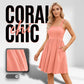 Women's Summer Square Neck A-Line Dress with Pockets