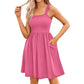 Women's Summer Square Neck A-Line Dress with Pockets
