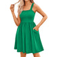 Women's Summer Square Neck A-Line Dress with Pockets