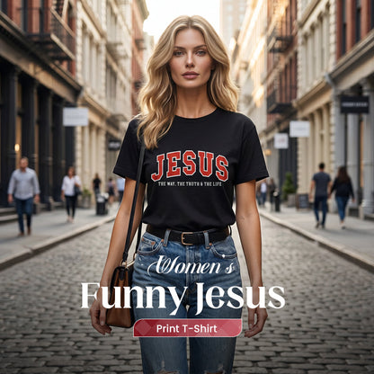 Women's Funny Jesus Print T-Shirt