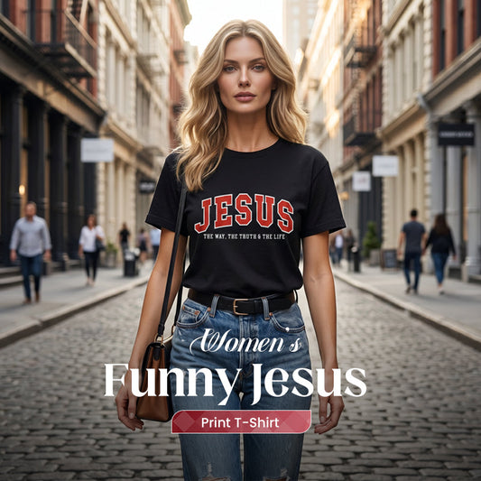 Women's Funny Jesus Print T-Shirt