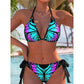 Butterfly Halter Bikini Set – Neon Print, Adjustable & Flattering Fit