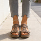 Women's Retro Hollow Wedge Slide Sandals
