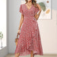 Women’s Summer Elegant V Neck Tie Waist Flowy Floral Dress