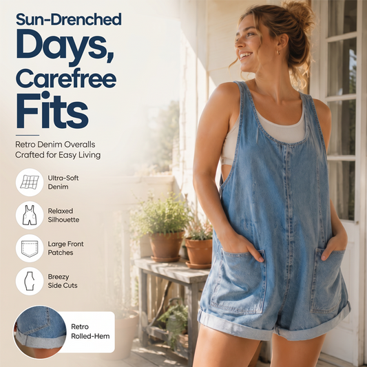 Women's Summer Loose Denim Overall Shorts
