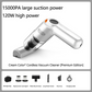 Cordless Car Vacuum – 10000Pa Suction & 4000mAh Battery