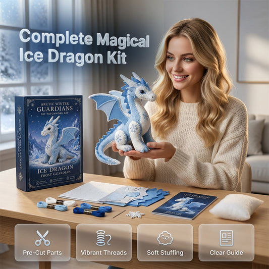 ⛄🌟DIY Ice Dragon Felt Patchwork Kit Arctic Winter Guardian Sewing Set