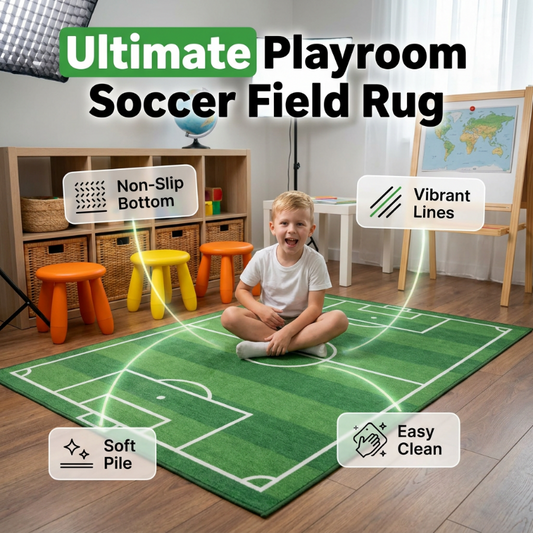Soccer Field Non-Slip Area Rug