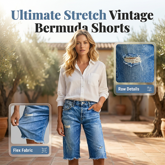 📢📢50% OFF !! ⏰Women's Casual Distressed Denim Bermuda Shorts👖