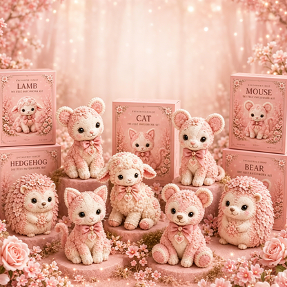 🎀50% OFF | Pink Enchanted Forest DIY Felt Patchwork Kit – Pre-Cut Pieces & Step-by-Step Guide, Relaxing Screen-Free Craft!
