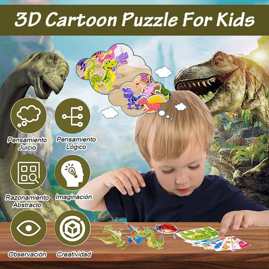 🦖 65% OFF! 🧩 EDUCATIONAL 3D PUZZLE - 50-Piece Cartoon Dinosaur Set with Vibrant Colors, Develops Creativity & Spatial Thinking for Ages 4+ 🎨✨