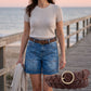 Women's Mid-Rise Bermuda Denim Shorts with Pockets