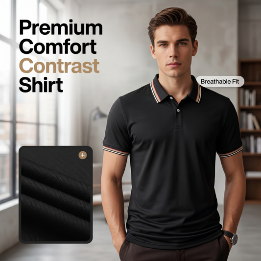 🚆 Men's Contrast Lapel Quick-Dry Short Sleeve T-Shirt – A crisp, collared look without the weight of a full polo. Quick-dry, crease-resistant fabric for busy mornings & commutes. Pairs perfectly with chinos, jeans & shorts 🕶️