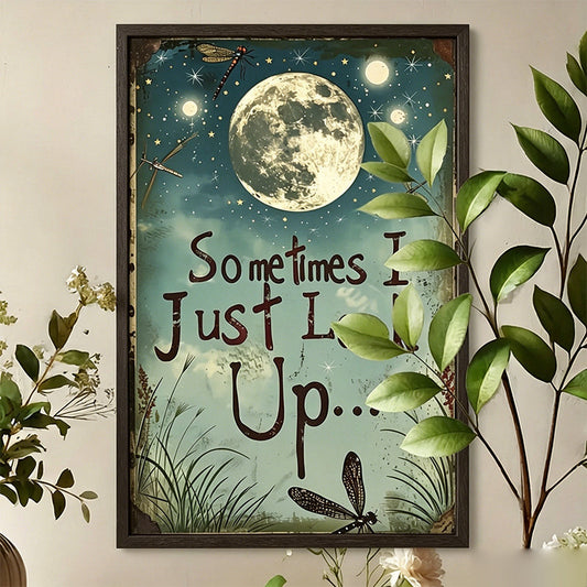 Retro Moon and Dragonfly Wooden Wall Art Decor
