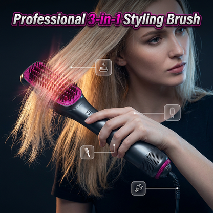 💇‍♀️ Professional 3-in-1 Hot Air Brush – Dry, Detangle & Volumize in One Step ✨