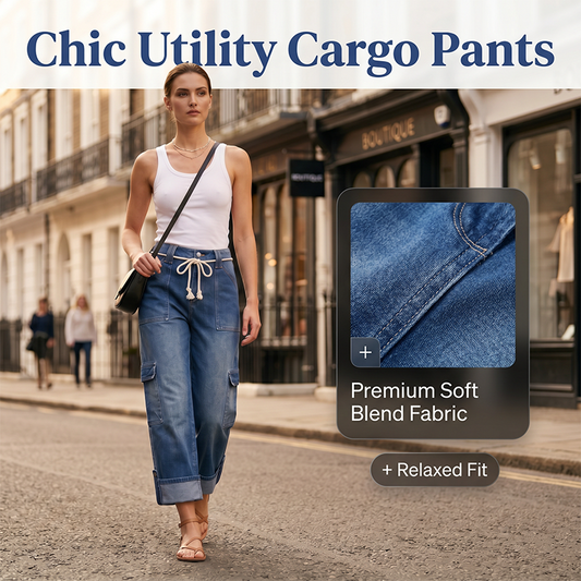🌿 EVERYDAY STYLE 👖 Women’s Wide-Leg Cargo Pants – Spacious Side Pockets, Relaxed Silhouette & Adjustable Waist ✨