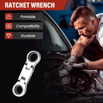 🎉 2026 Sale — Over 68,000 Sold!💞 Compact Double-Ended Flex Ratchet Wrench Set – Reach Any Bolt with Ease 🔧
