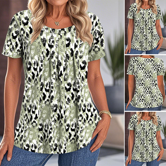 👚Women's Casual Printed Round Neck Short Sleeve Top