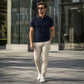 Men's Contrast Collar Printed Lapel T-Shirt