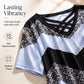 Women Criss Cross V Neck T Shirt Striped Casual Short Sleeve Tee
